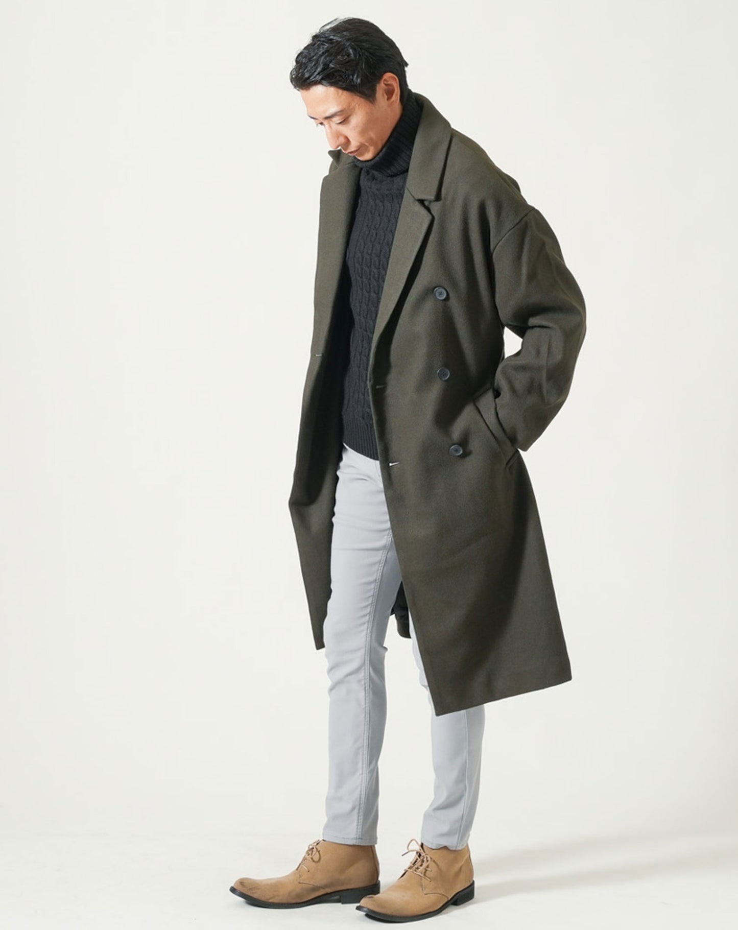 ベルト付トレンチロングコート