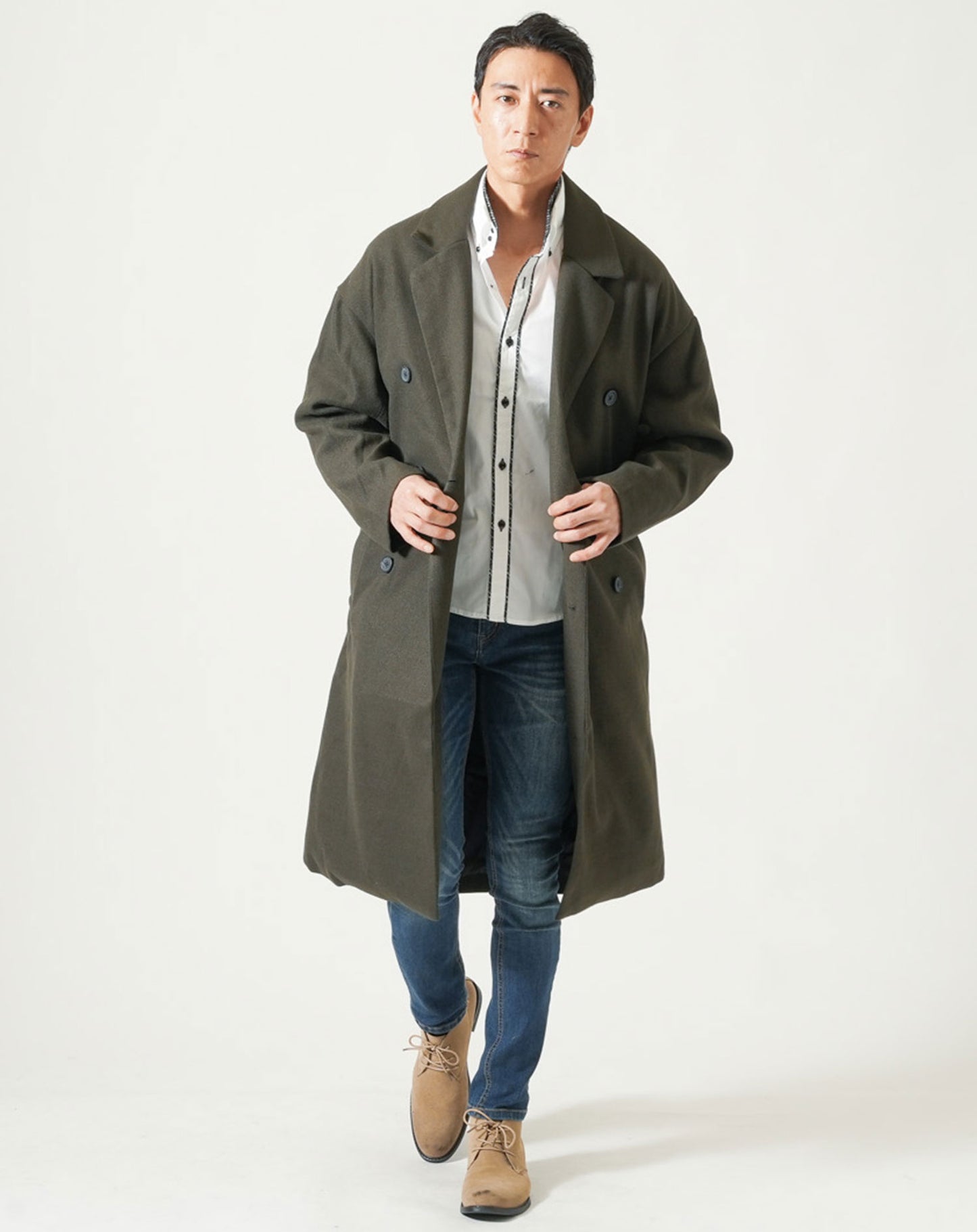 ベルト付トレンチロングコート