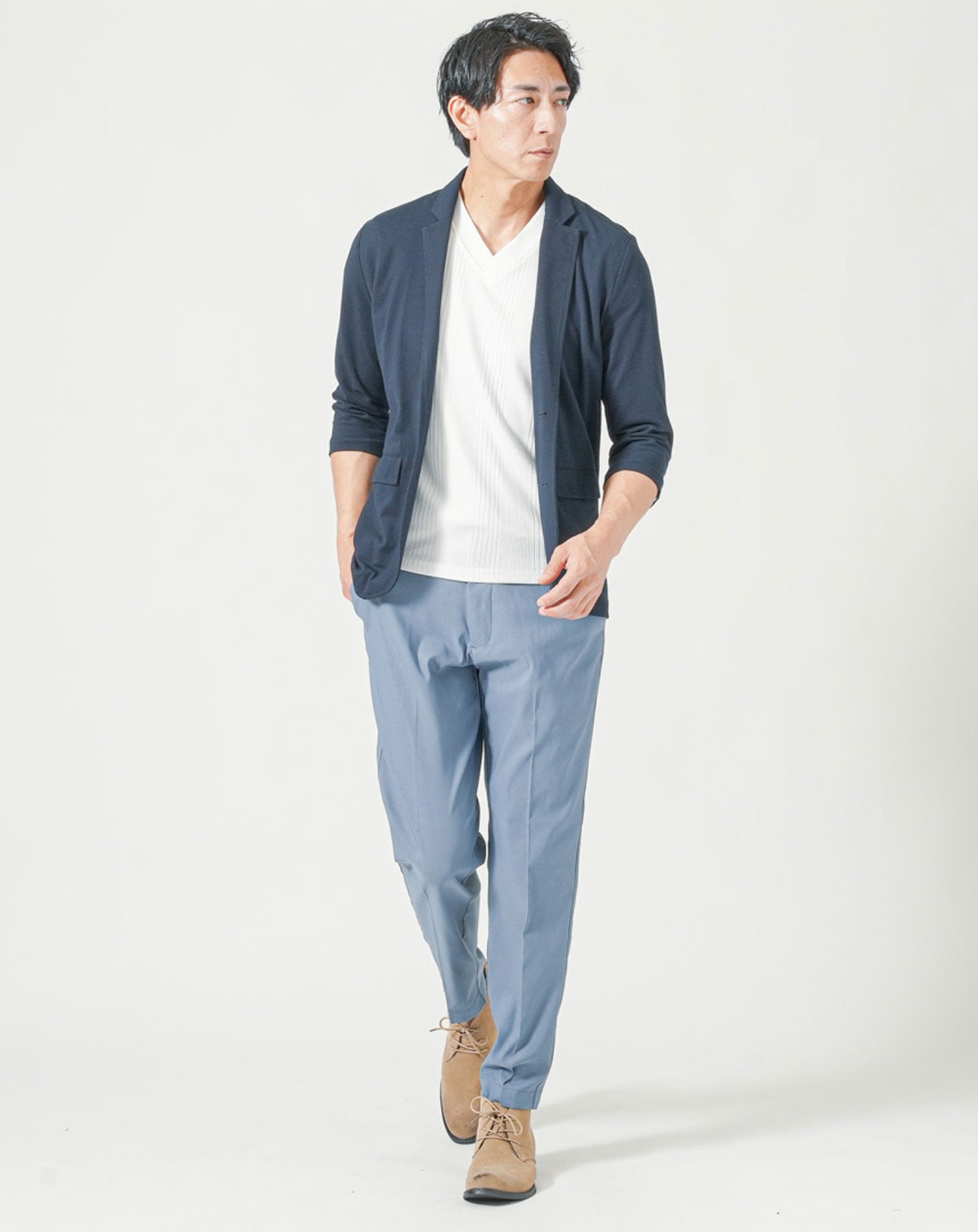 接触冷感素材スーパーストレッチテーパードイージーチノパンツ