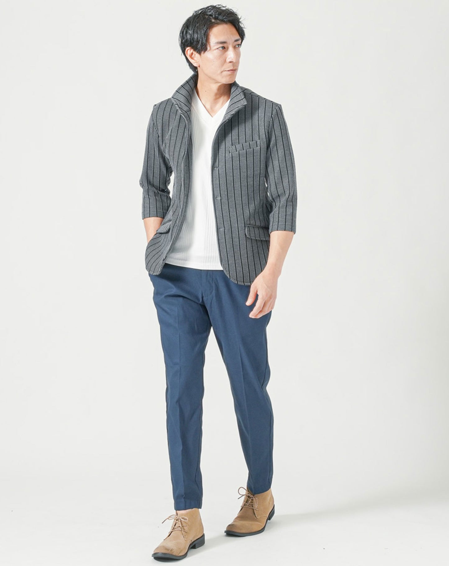 接触冷感素材スーパーストレッチテーパードイージーチノパンツ