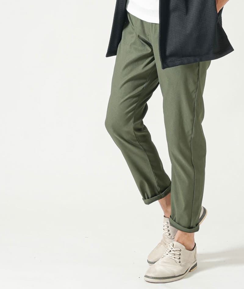 接触冷感スキニーストレッチスラックスアンクルパンツ