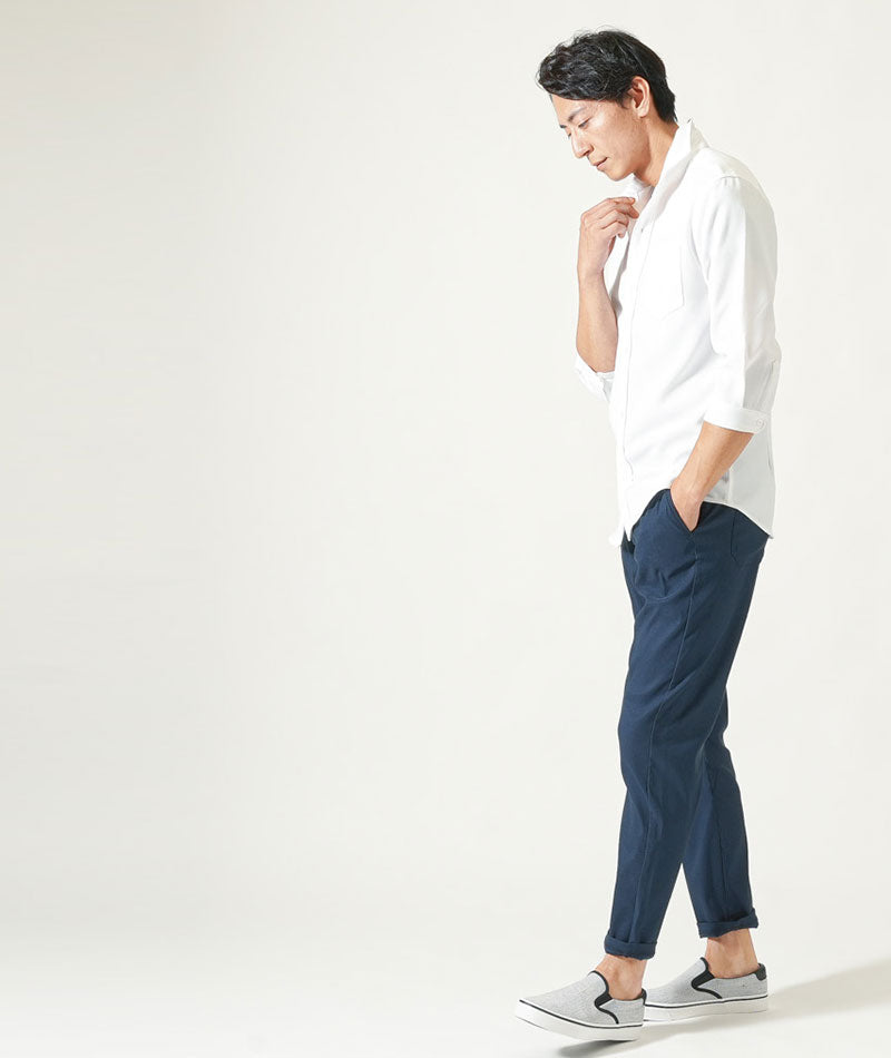 接触冷感スキニーストレッチスラックスアンクルパンツ