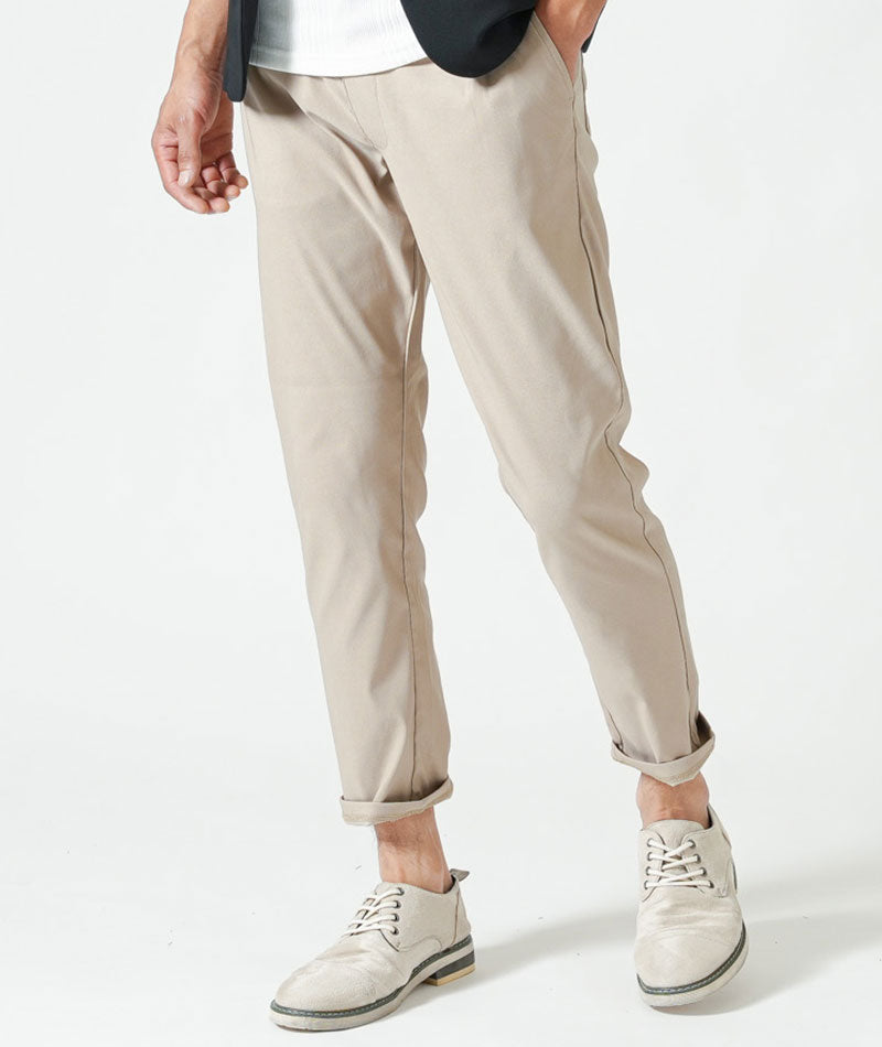 接触冷感スキニーストレッチスラックスアンクルパンツ