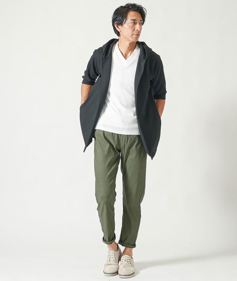 接触冷感スキニーストレッチスラックスアンクルパンツ