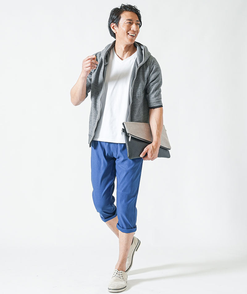 接触冷感スーパーストレッチテーパードクロップドパンツ