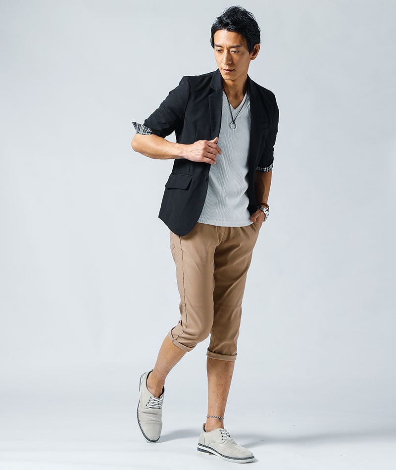 接触冷感スーパーストレッチテーパードクロップドパンツ