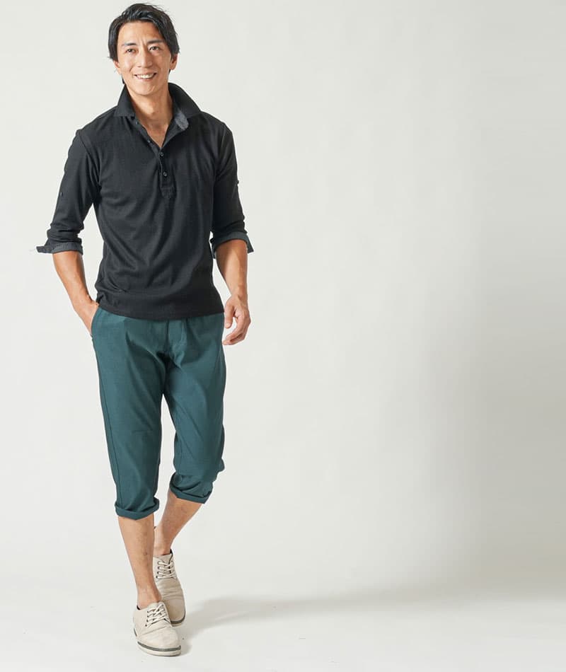 接触冷感スーパーストレッチテーパードクロップドパンツ