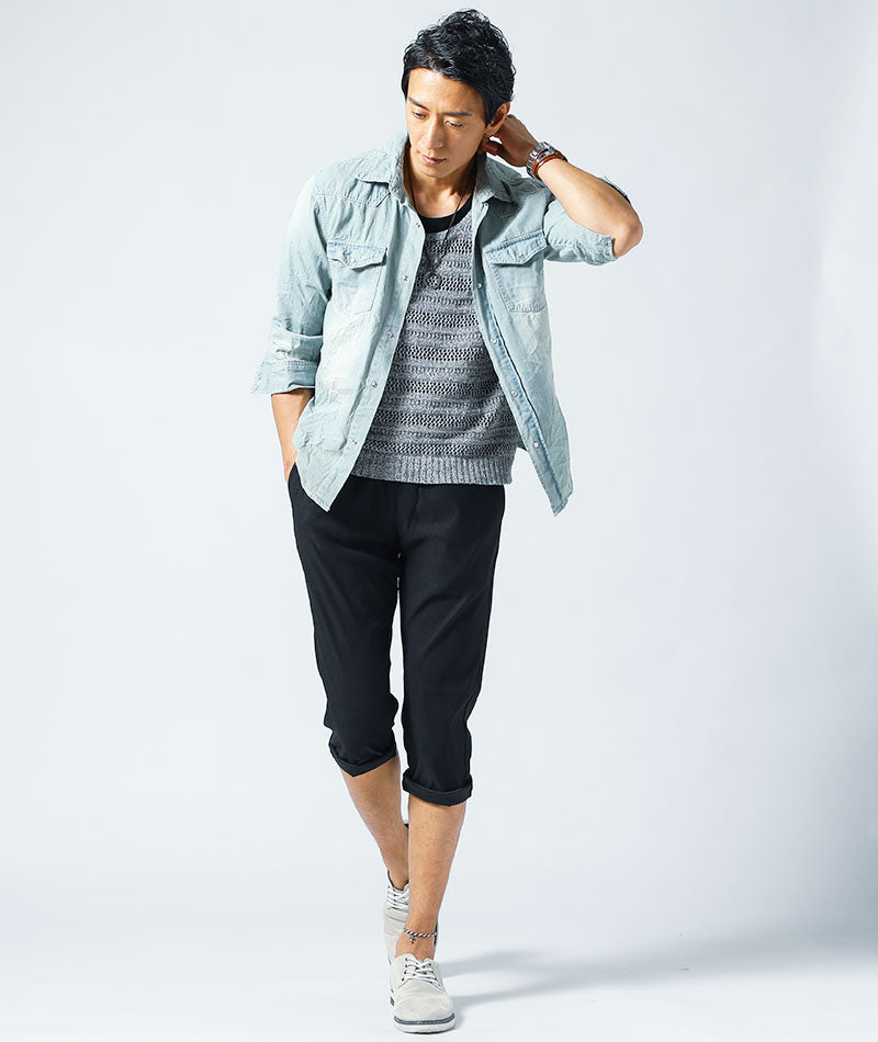 接触冷感スーパーストレッチテーパードクロップドパンツ