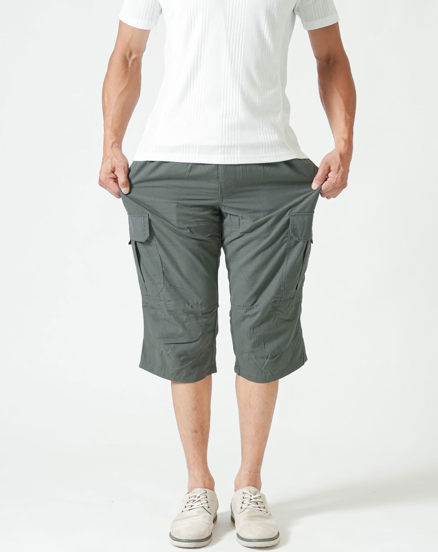 接触冷感ストレッチクロップドカーゴパンツ