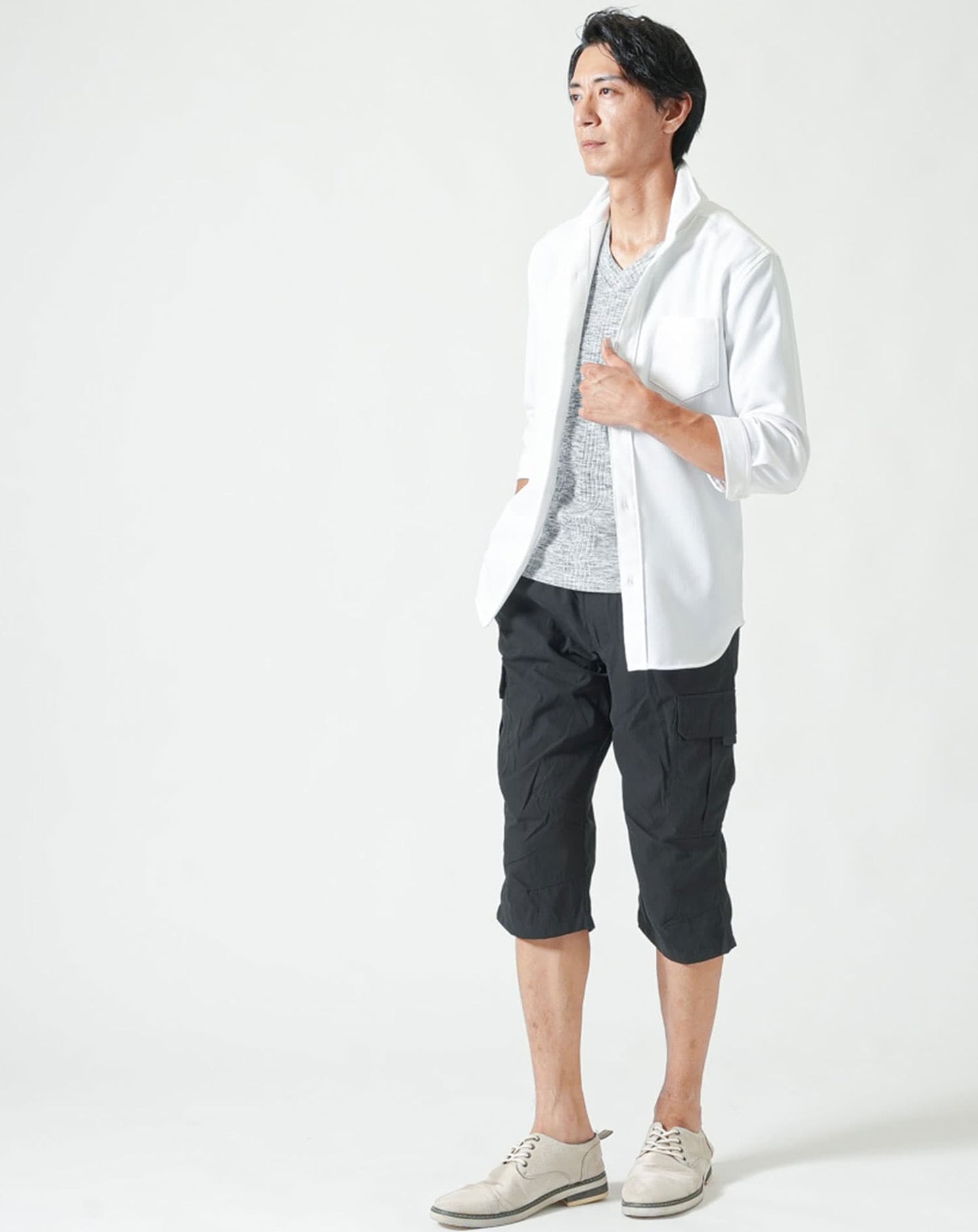 接触冷感ストレッチクロップドカーゴパンツ