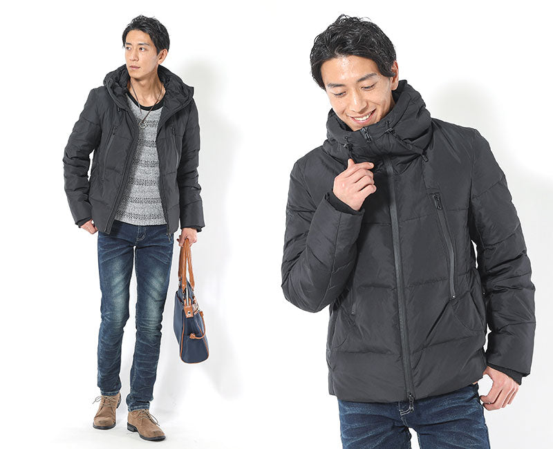 前立てラインデザインダウンジャケット ｜ メンズファッション