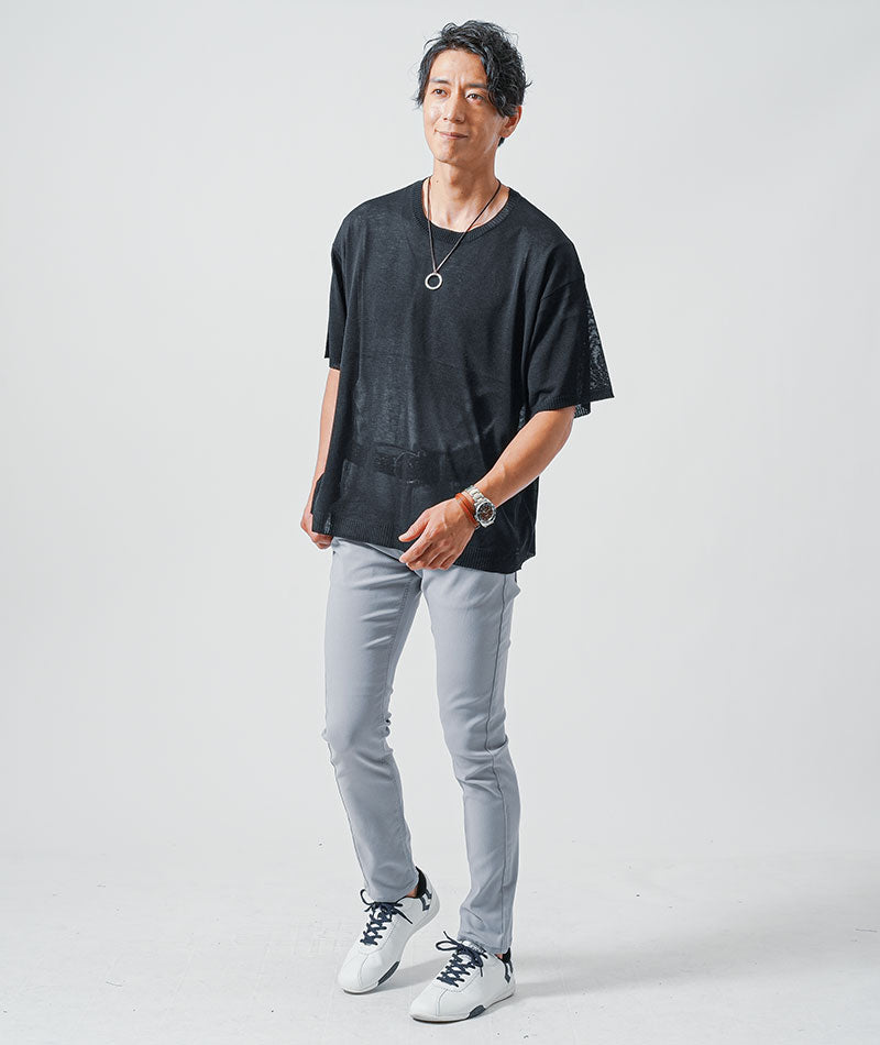 Tシャツ メンズ サマーニット 半袖 夏 大きめ オーバーサイズ ビッグ