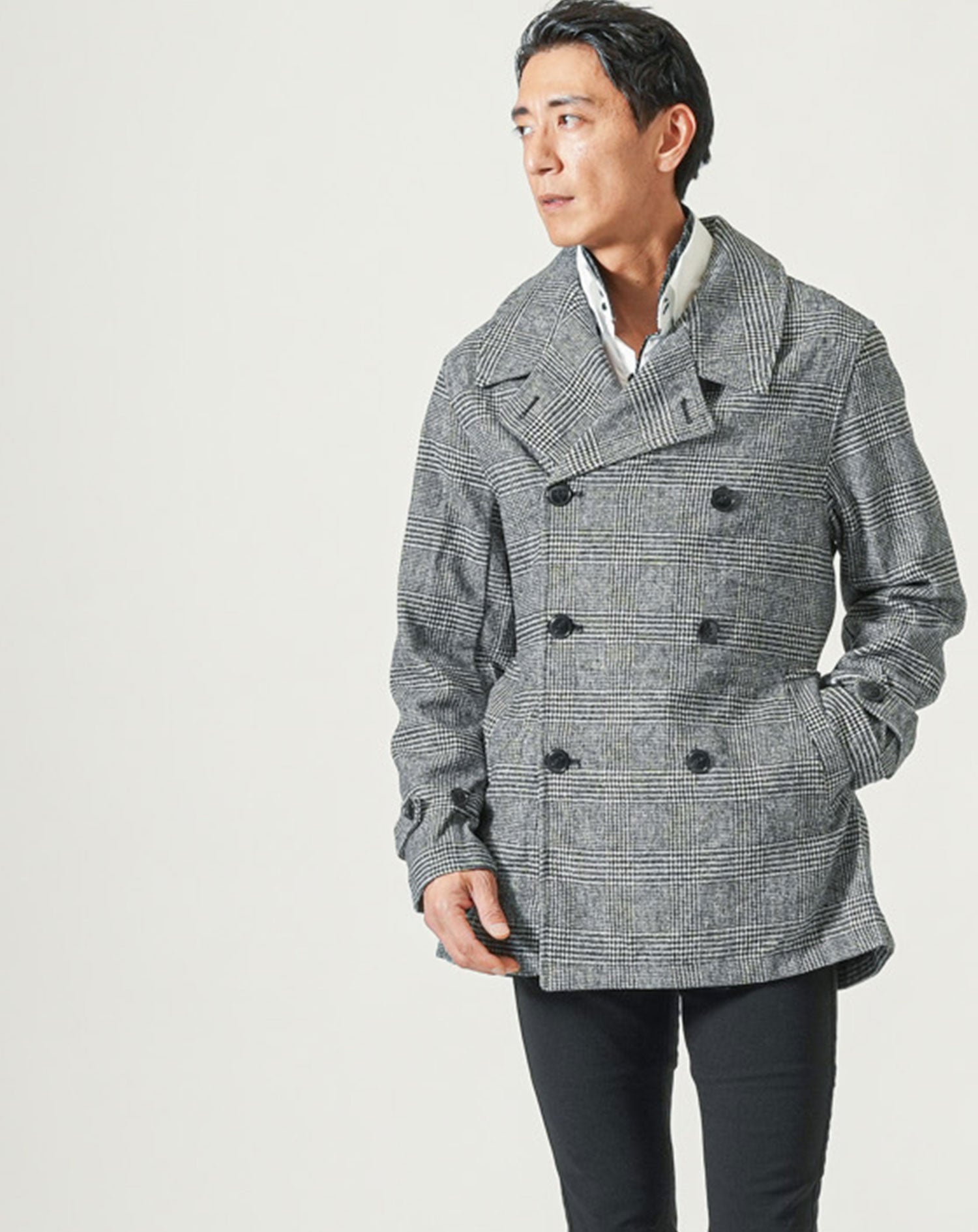 ウール混ベルト付Pコート