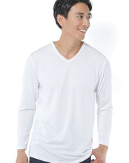 裏起毛ストレッチ?ネック長袖ヒートTシャツ