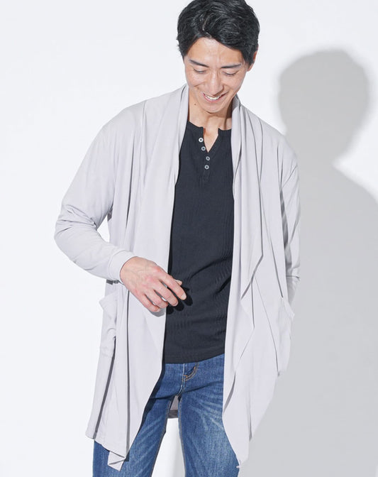 デザイン長袖ロングコーディガン