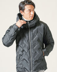 撥水加工シームレス脱着フード付きダウンジャケット