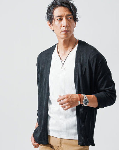 接触冷感セミロング丈サマーニットカーディガン