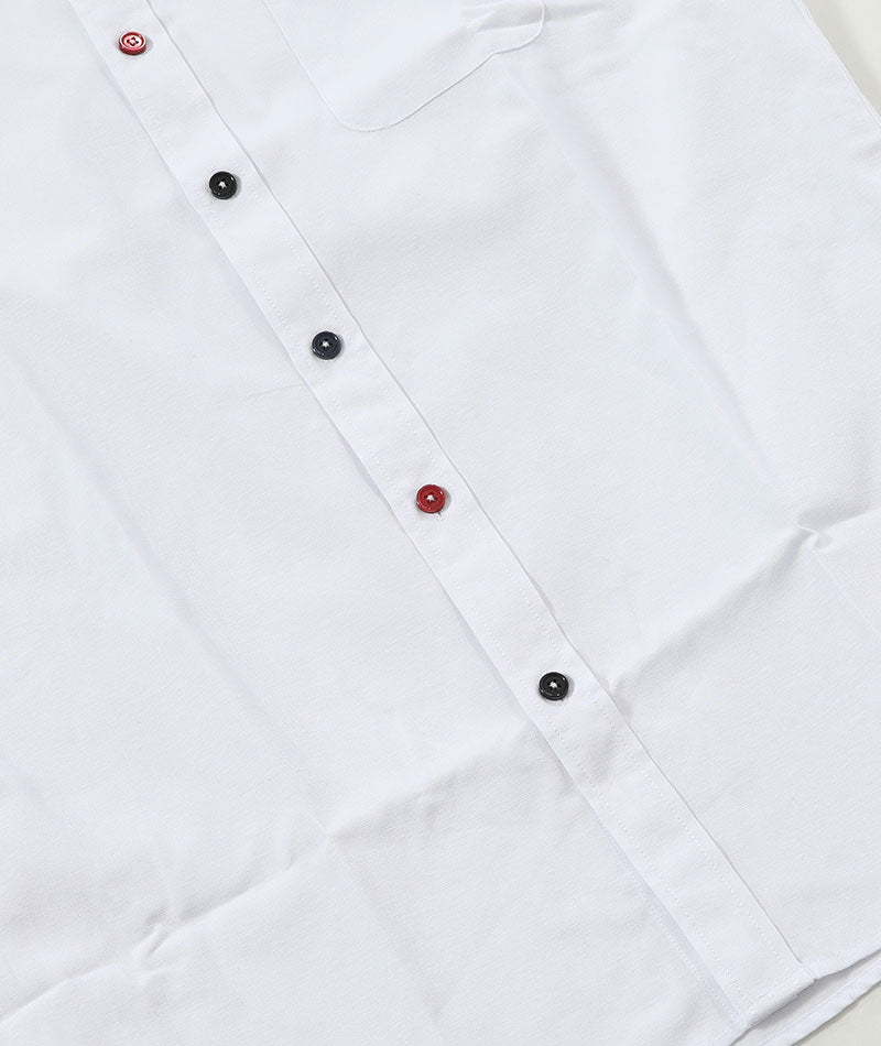 カラフルボタン７分袖・半袖オックスシャツ