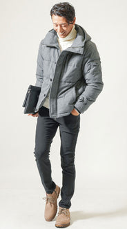 ブーツ×スキニー・テーパードパンツを使った40代コーデ