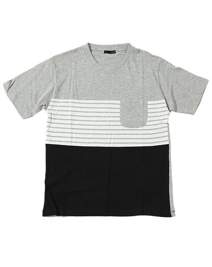 「セール商品」ボーダー切り替えデザイン半袖Ｔシャツ