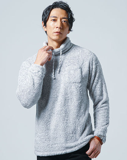ボアフリース素材ハイネック長袖Ｔシャツ