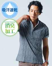 消臭機能付きドライ鹿の子素材切り替え半袖ポロシャツ