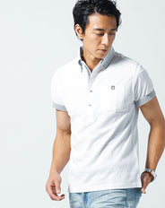 消臭機能付きドライ鹿の子素材切り替え半袖ポロシャツ