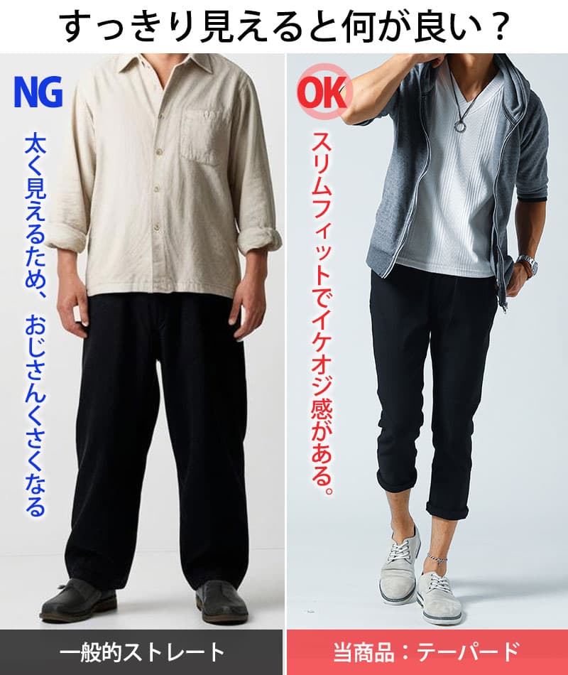動きやすい伸びるメンズストレッチ8分丈アンクルパンツ