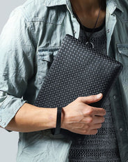 シャドーデザインマイクロファイバーレザークラッチバッグ