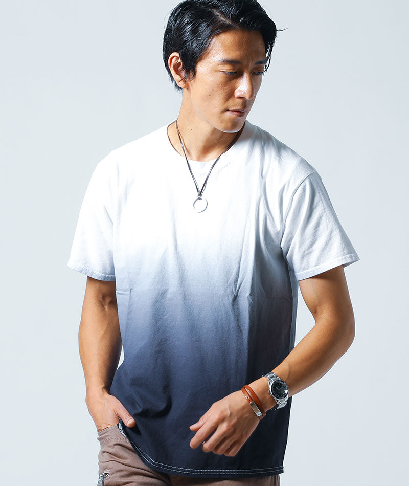 グラデーションデザイン半袖クルーネックTシャツ ｜ メンズ
