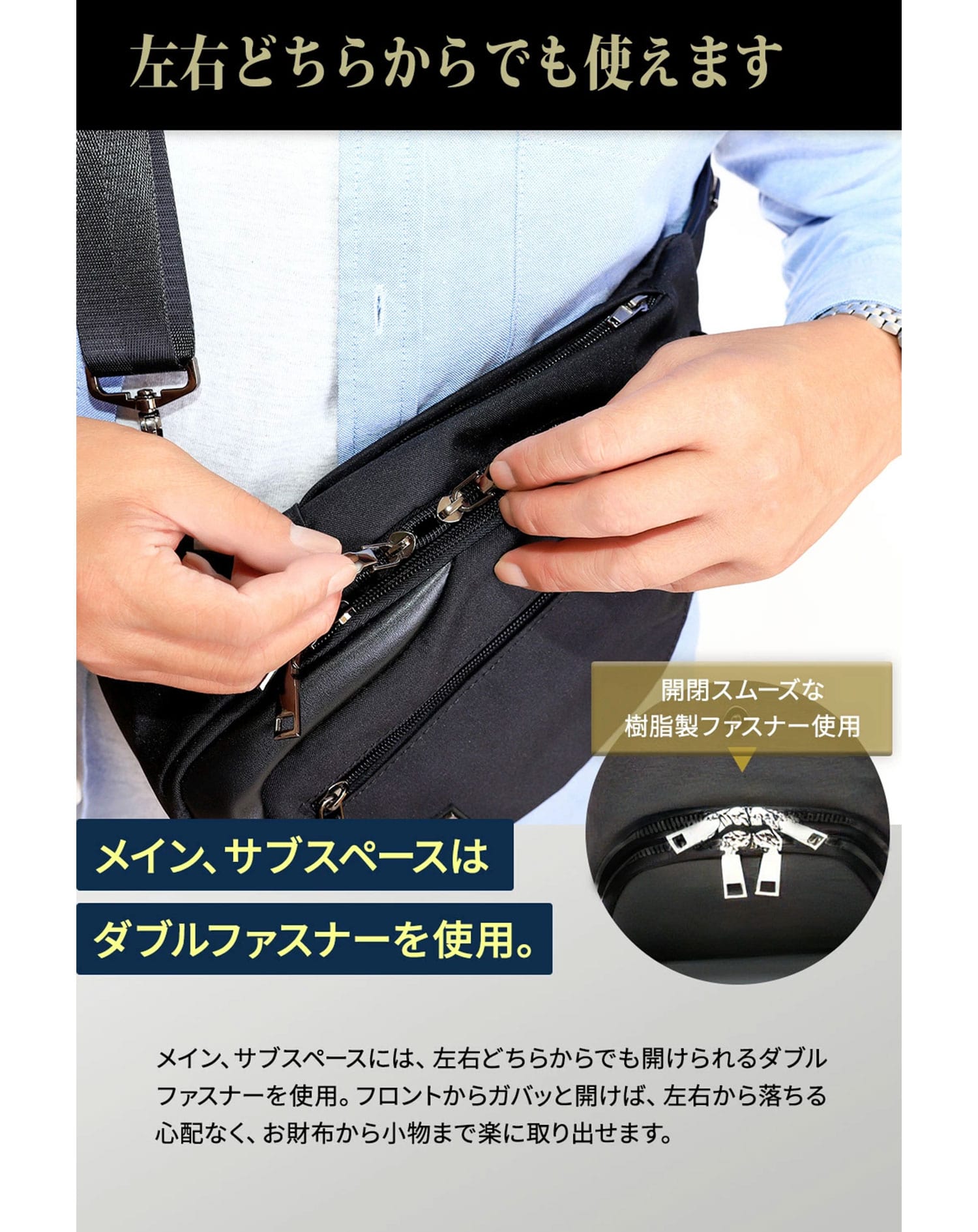 撥水加工斜めがけコンパクトボディバッグ ボディバッグ メンズ