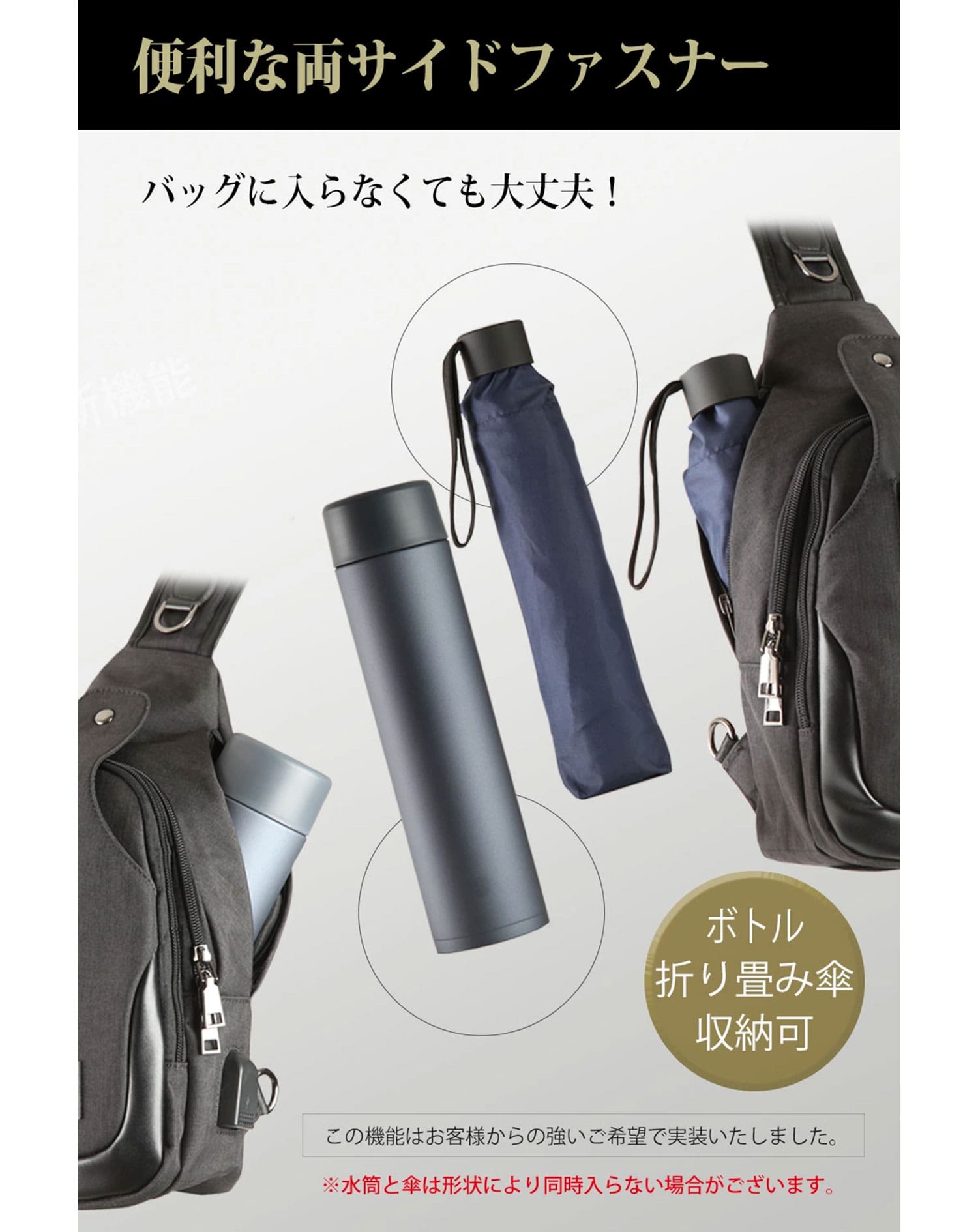 撥水加工斜めがけコンパクトボディバッグ ボディバッグ メンズ