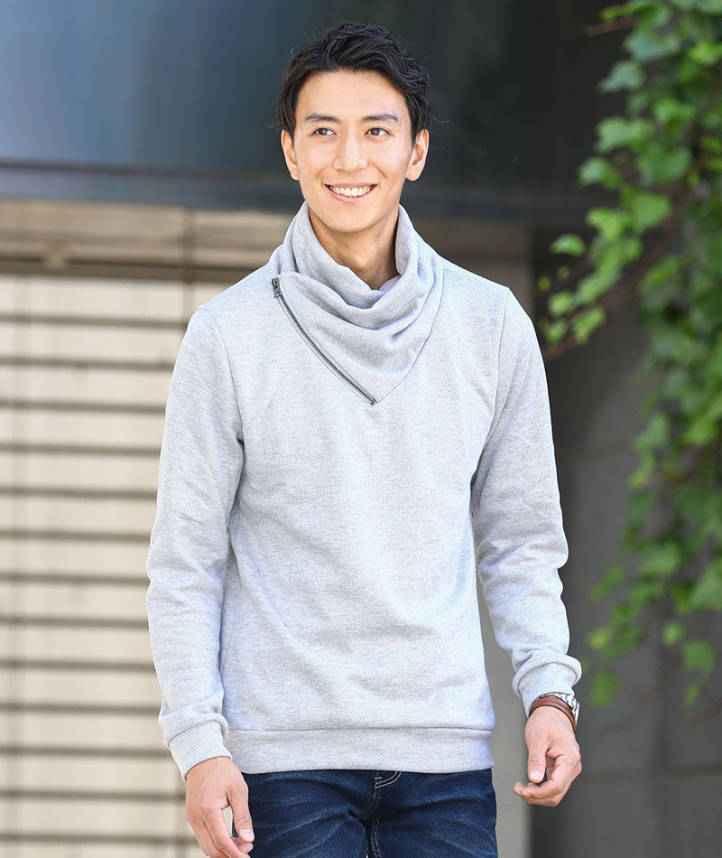 DECEMBER ロゴ入りタートルネックシャツ ジップデザイン変形タートルネックTシャツ ｜ メンズ