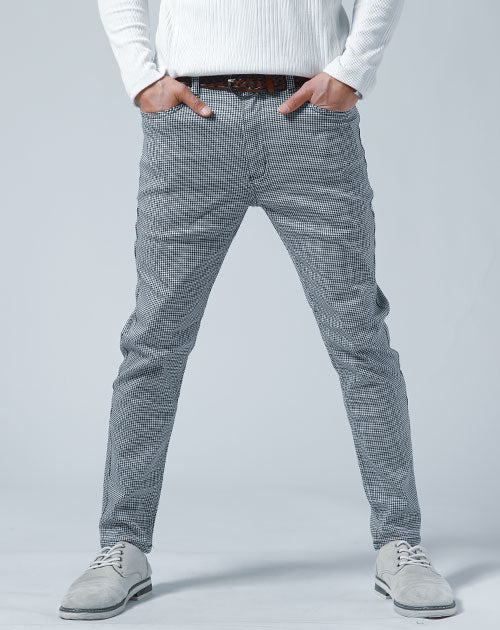 グレー色グレンチェック千鳥格子チェックパンツ