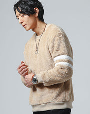 ダブルラインデザインボアクルーネックニットトレーナー