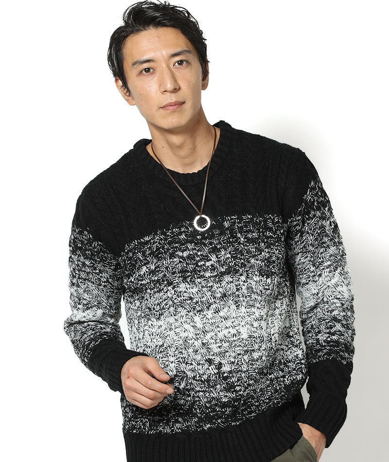 ゆったりサイズのグラデーションニット ｜ メンズファッション