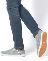 トリコロールデザイン杢プリントスリッポンシューズ