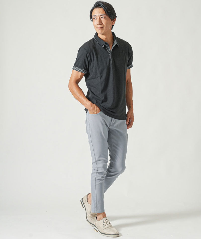 フェイク2枚襟半袖ポロシャツ