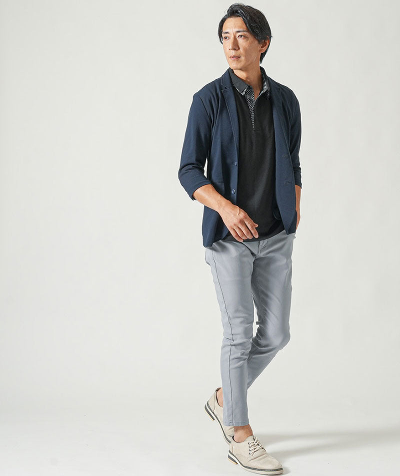 フェイク2枚襟半袖ポロシャツ