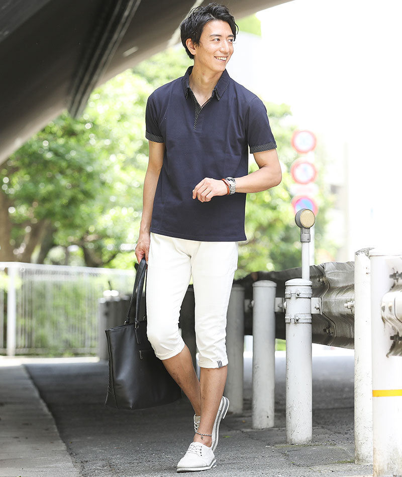 フェイク2枚襟半袖ポロシャツ