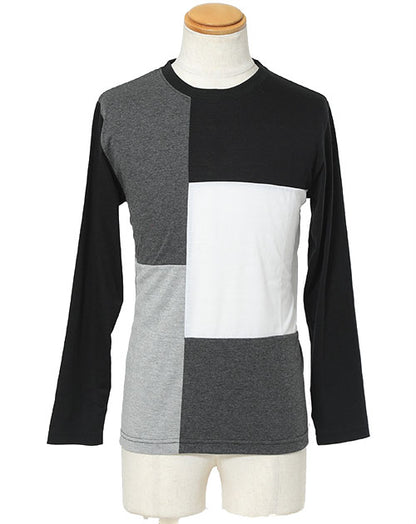 ブロッキング切り替えデザイン長袖Ｔシャツ