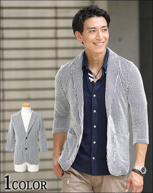 バニランシアサッカー７分袖テーラードジャケット