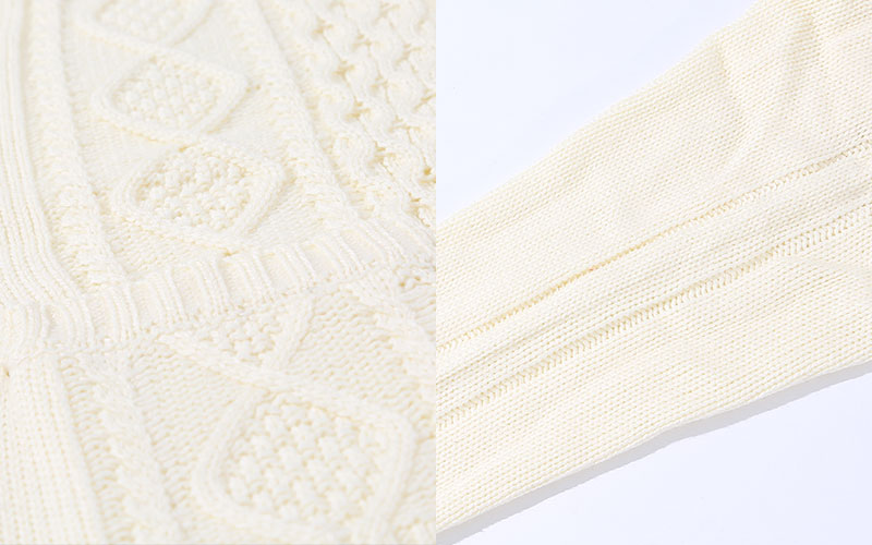 アラン編みトリコロールショールカラーカーディガン