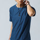 フェイクレイヤード梨地クルーネックＴシャツ×リングネックレス　2点セット