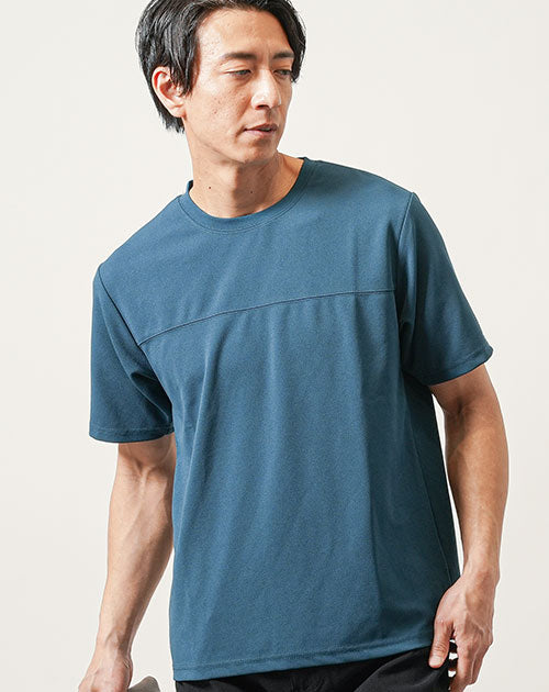 夏用接触冷感ストレッチ半袖クルーネックTシャツ メンズ涼しい