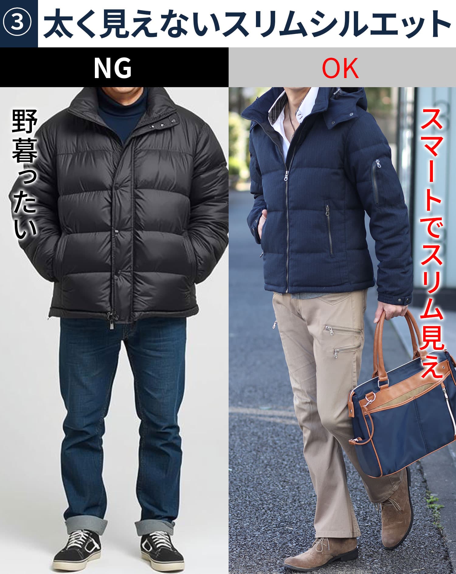 スリムフィットフード付きダウンジャケット