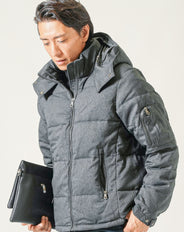 スリムフィットフード付きダウンジャケット