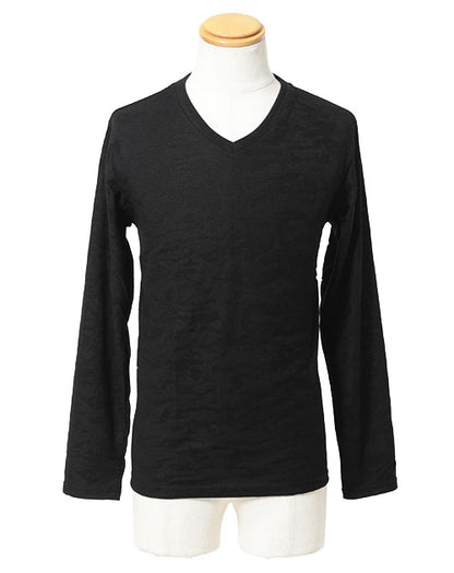 カモフラジャガードデザインＶネックニットソー