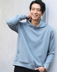 抗菌防臭ダンボールニット長袖プルオーバーパーカー