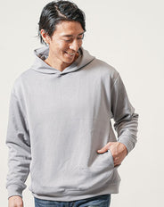 抗菌防臭ダンボールニット長袖プルオーバーパーカー